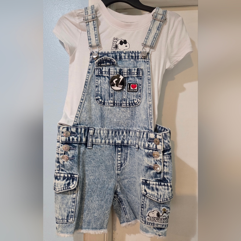 Justice Snoopy Overall Set Girls Size 7 NWOT - Picture 1 of 9